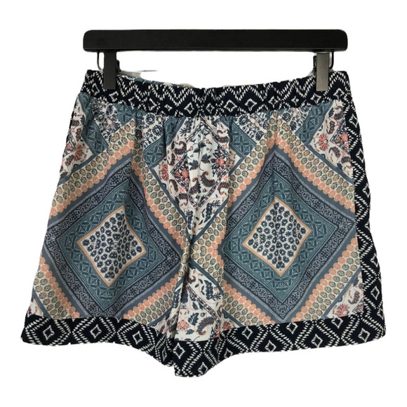 Xhilaration Boho Patchwork Scarf Print Mini Shorts Navy Multicolor Size M Medium - Picture 3 of 3